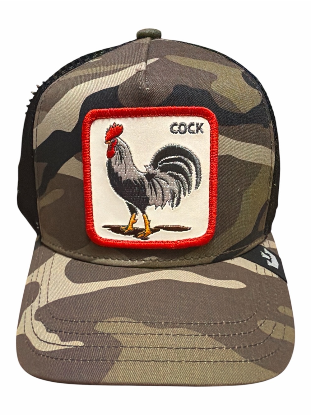 Camo Trucker Hat Goorin Bros The Farm Rooster Patch Snapback NWT